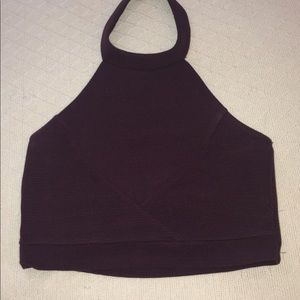 Crop top buttons around neck